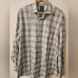 Johnnie-O Gray Striped Button-down Dress Shirt Mens sz XXL